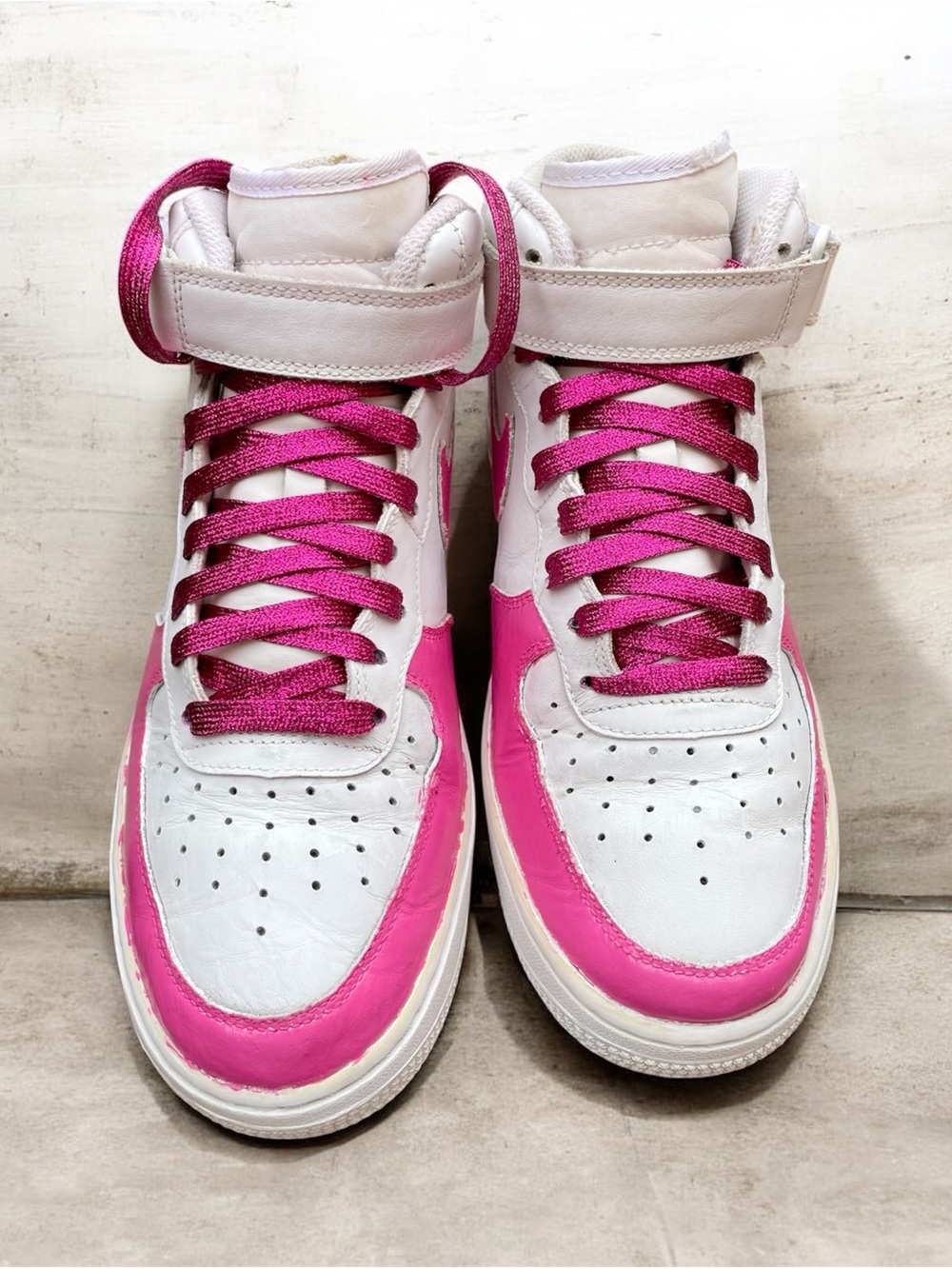 Nike Air Force 1 White Custom painted Pink Women’s Shoes US 9.5 EUR41 Authentic - Picture 5 of 8